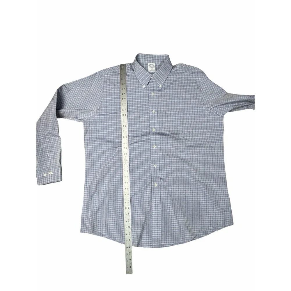 Brooks Brothers Regent Dress Shirt Mens 17 1/2  4/5 Blue Check Non Iron Cotton